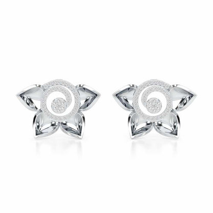 Twirl Bloom Silver Earrings - White Gold - Image 1