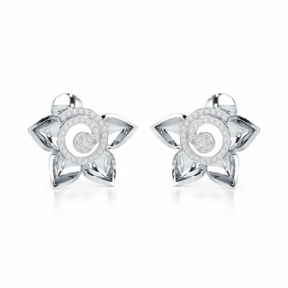 Twirl Bloom Silver Earrings - White Gold - Image 2