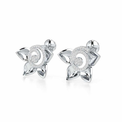 Twirl Bloom Silver Earrings - White Gold - Image 3