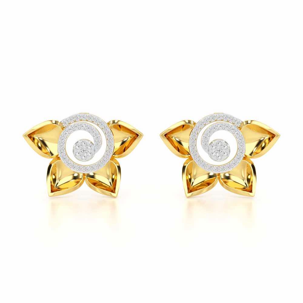 Twirl Bloom Silver Earrings - Yellow Gold - Image 1