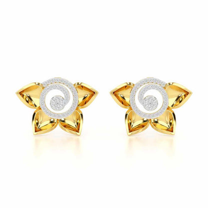 Twirl Bloom Silver Earrings - Yellow Gold - Image 1