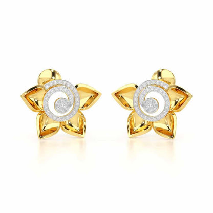 Twirl Bloom Silver Earrings - Yellow Gold - Image 2