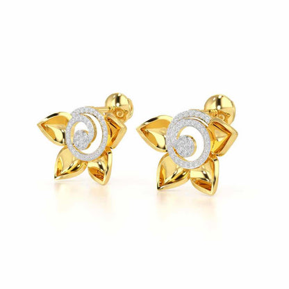 Twirl Bloom Silver Earrings - Yellow Gold - Image 3