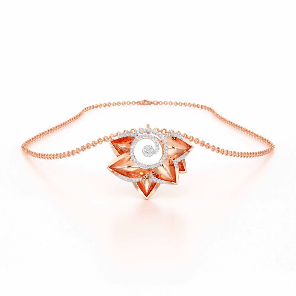 Twirl Bloom Silver Pendant - Rose Gold - Image 3