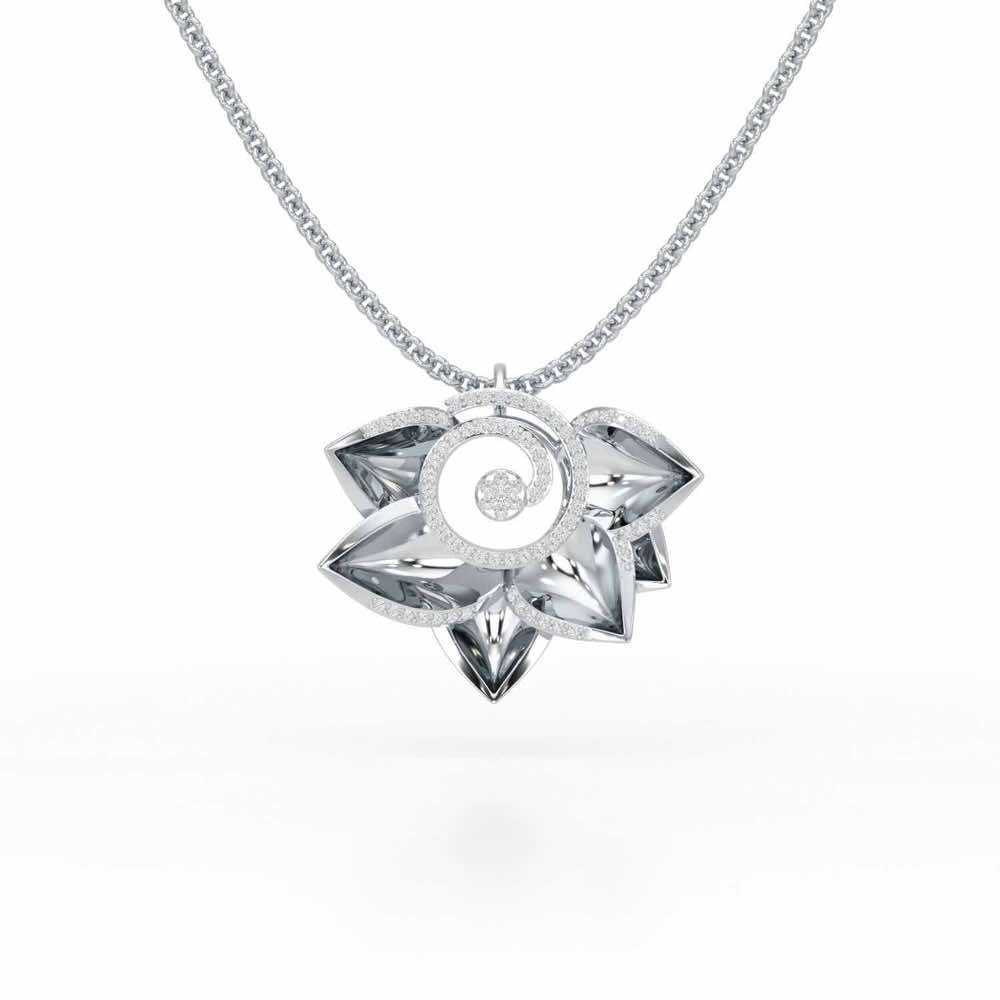 Twirl Bloom Silver Pendant - White Gold - Image 1