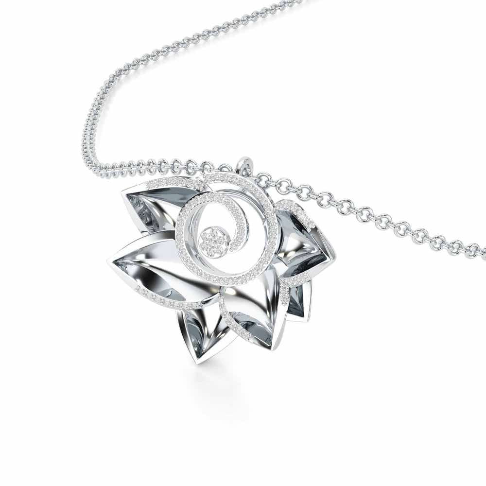 Twirl Bloom Silver Pendant - White Gold - Image 2