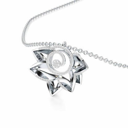 Twirl Bloom Silver Pendant - White Gold - Image 2