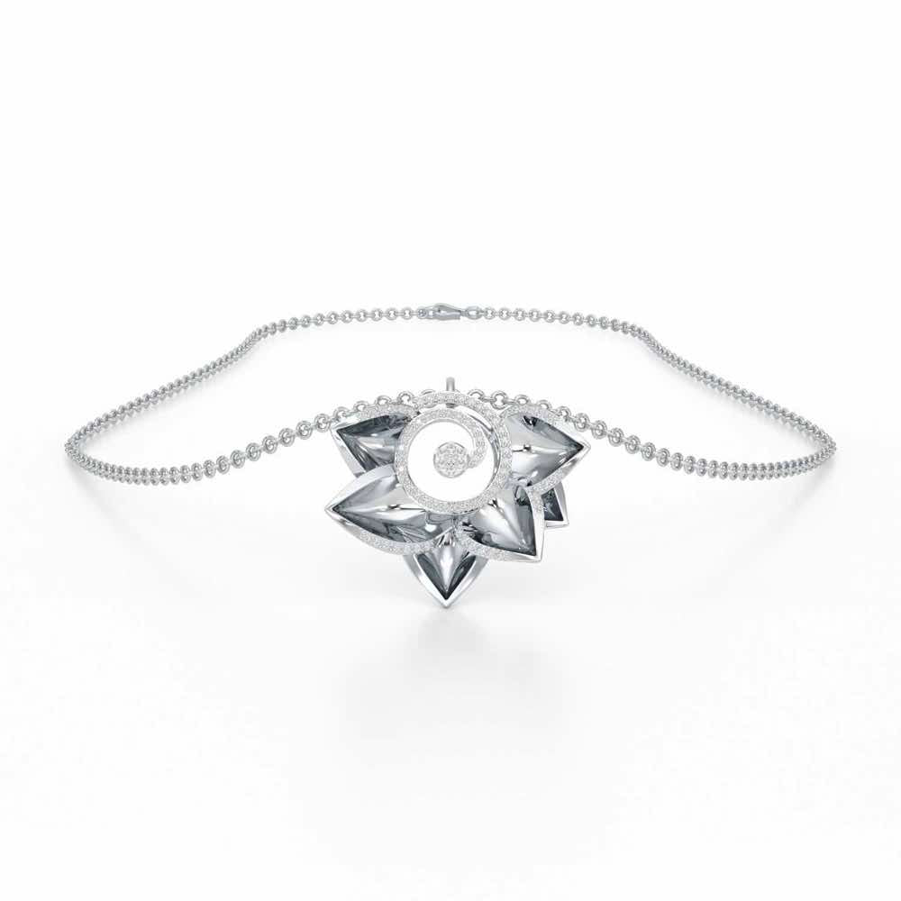 Twirl Bloom Silver Pendant - White Gold - Image 3