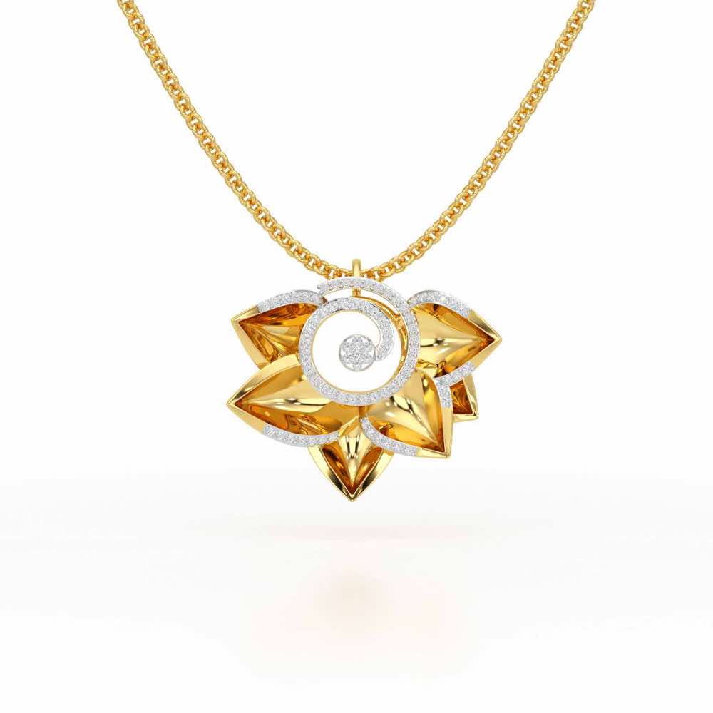 Twirl Bloom Silver Pendant - Yellow Gold - Image 1