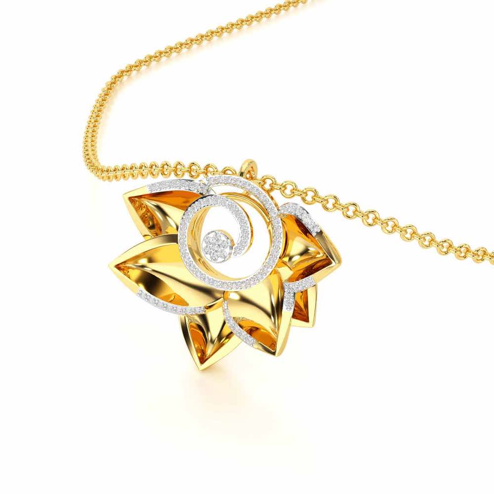 Twirl Bloom Silver Pendant - Yellow Gold - Image 2