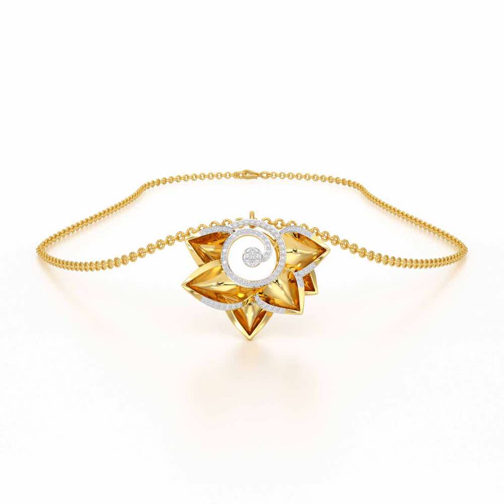 Twirl Bloom Silver Pendant - Yellow Gold - Image 3