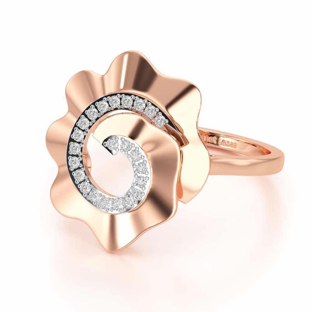 Twirl Flora Silver Ring - Rose Gold - Image 2