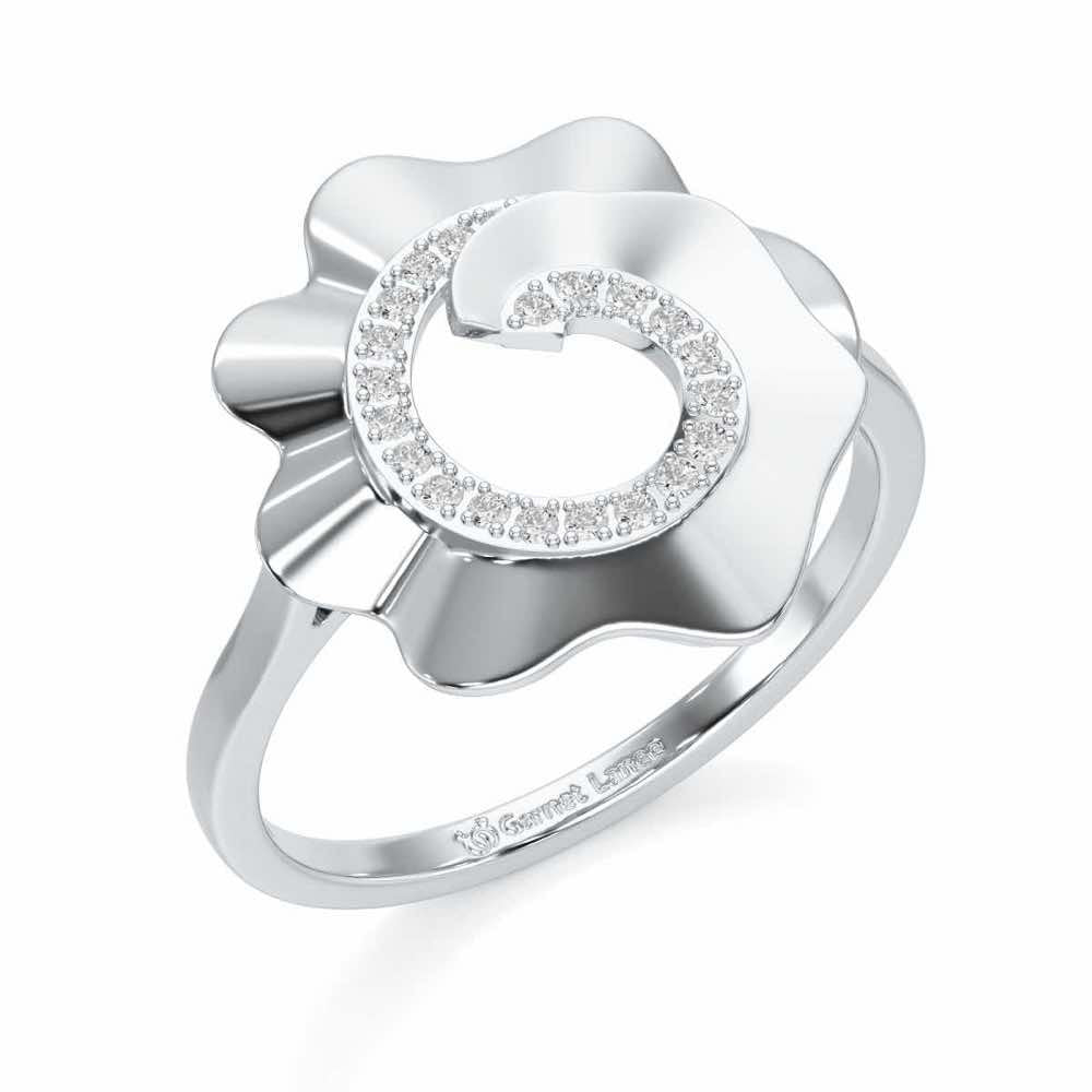 Twirl Flora Silver Ring - White Gold - Image 1