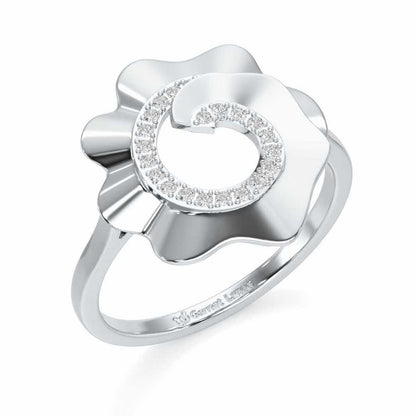 Twirl Flora Silver Ring - White Gold - Image 1