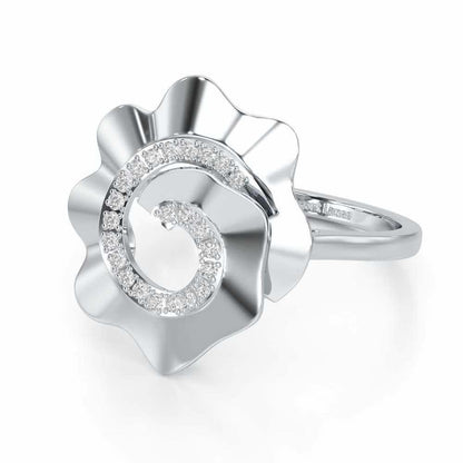 Twirl Flora Silver Ring - White Gold - Image 2