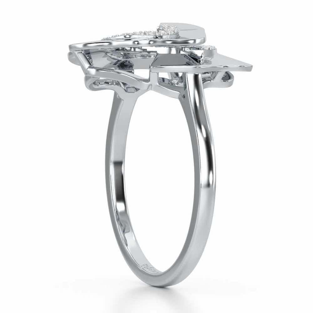 Twirl Flora Silver Ring - White Gold - Image 3