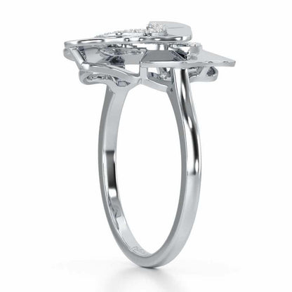 Twirl Flora Silver Ring - White Gold - Image 3