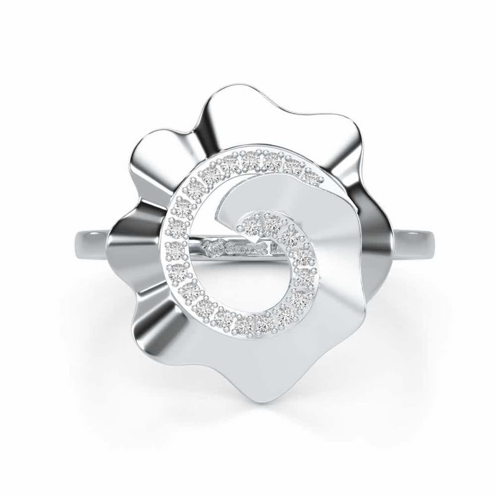 Twirl Flora Silver Ring - White Gold - Image 4