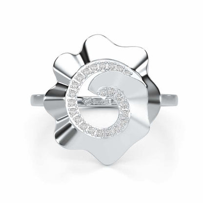 Twirl Flora Silver Ring - White Gold - Image 4