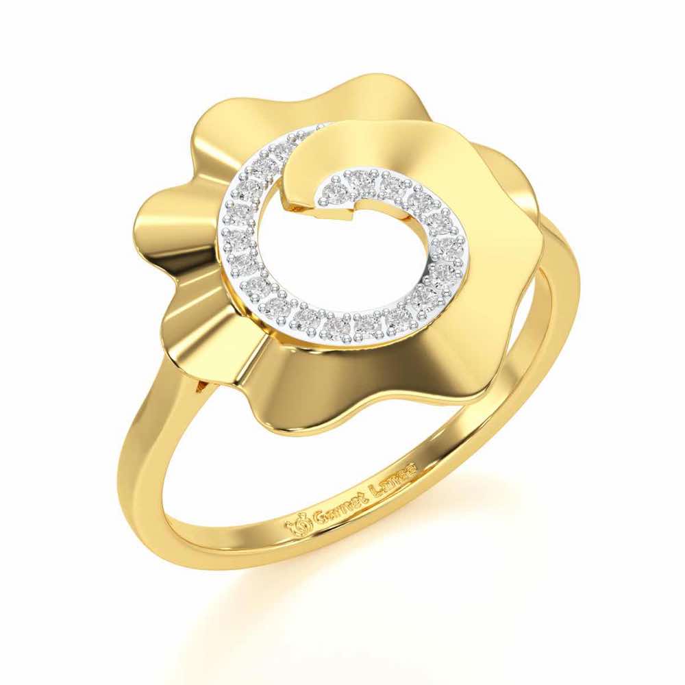 Twirl Flora Silver Ring - Yellow Gold - Image 1