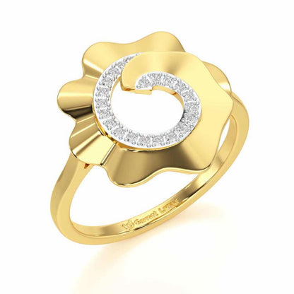 Twirl Flora Silver Ring - Yellow Gold - Image 1