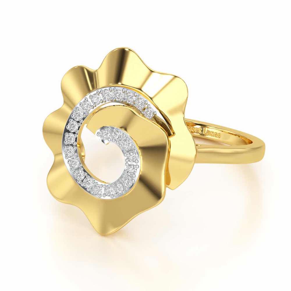Twirl Flora Silver Ring - Yellow Gold - Image 2