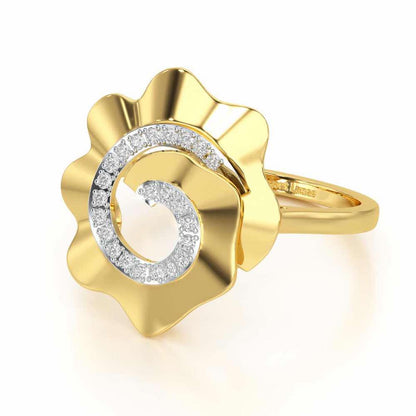 Twirl Flora Silver Ring - Yellow Gold - Image 2