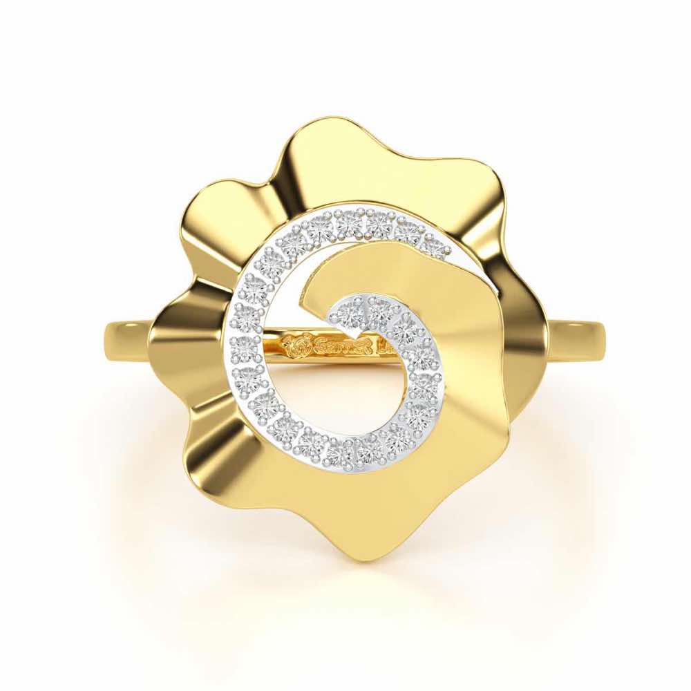 Twirl Flora Silver Ring - Yellow Gold - Image 4