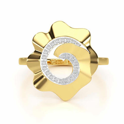 Twirl Flora Silver Ring - Yellow Gold - Image 4