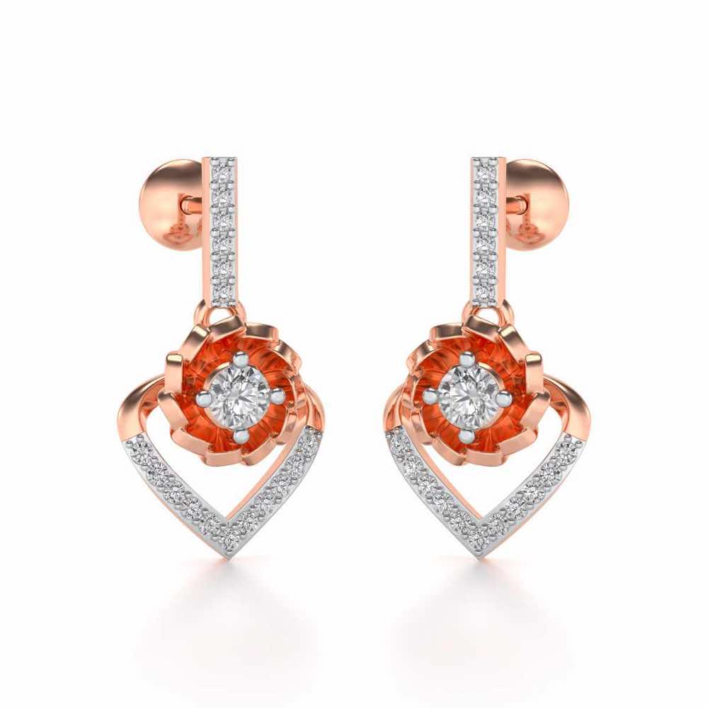 Twirl In Heart Earring Drops - Rose Gold - Image 2