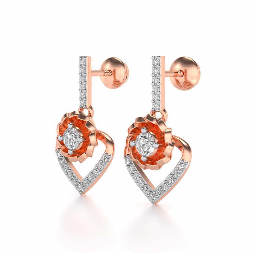 Twirl In Heart Earring Drops - Rose Gold - Image 3