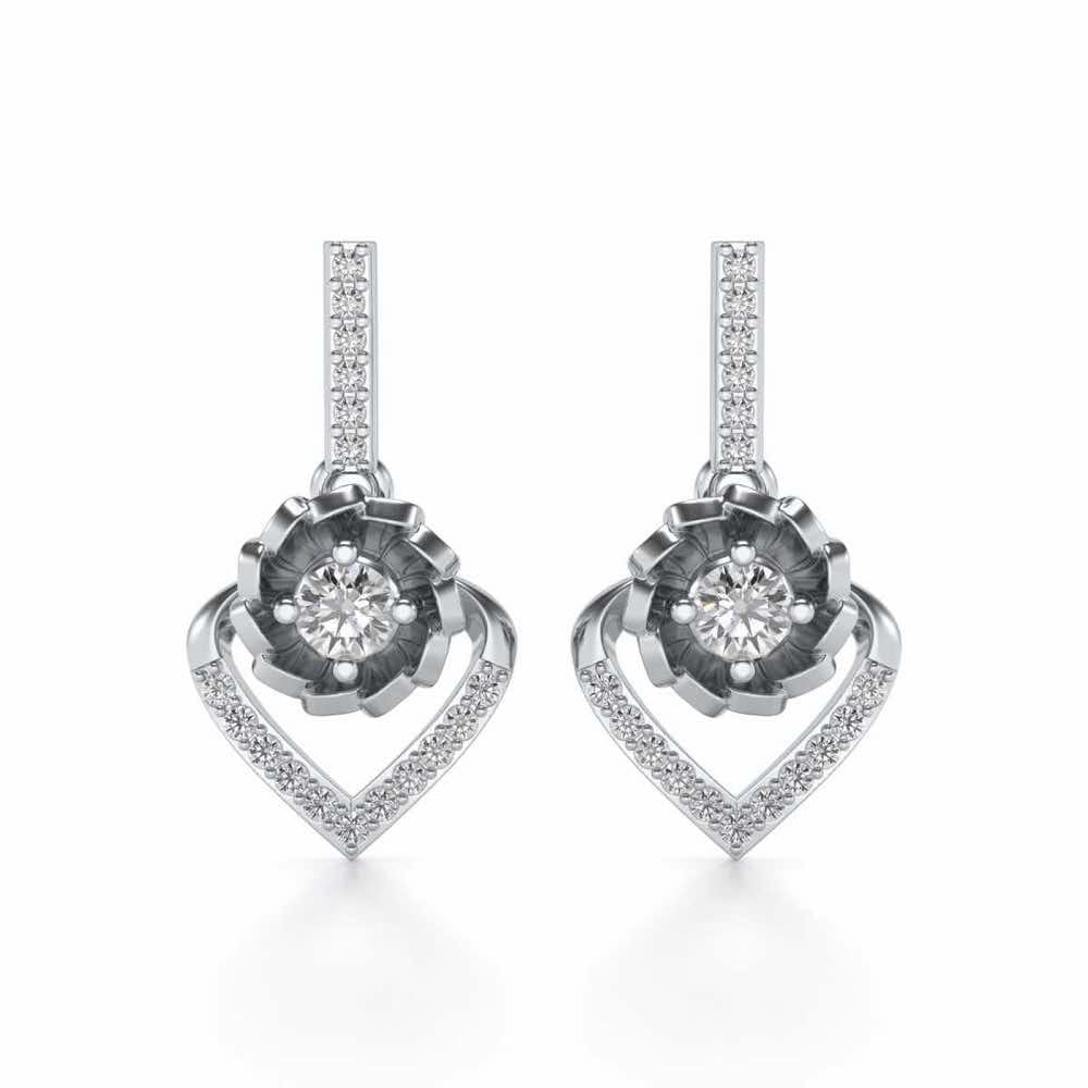 Twirl In Heart Earring Drops - White Gold - Image 1
