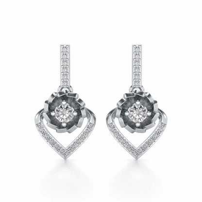Twirl In Heart Earring Drops - White Gold - Image 1