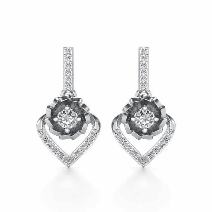 Twirl In Heart Earring Drops - White Gold - Image 1