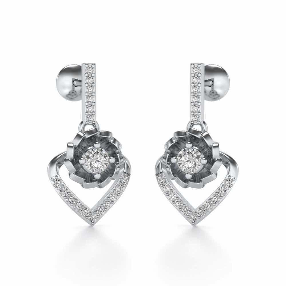 Twirl In Heart Earring Drops - White Gold - Image 2