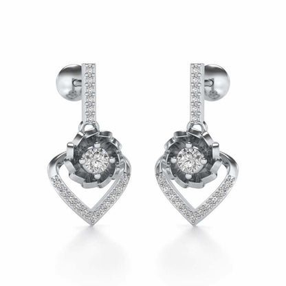 Twirl In Heart Earring Drops - White Gold - Image 2