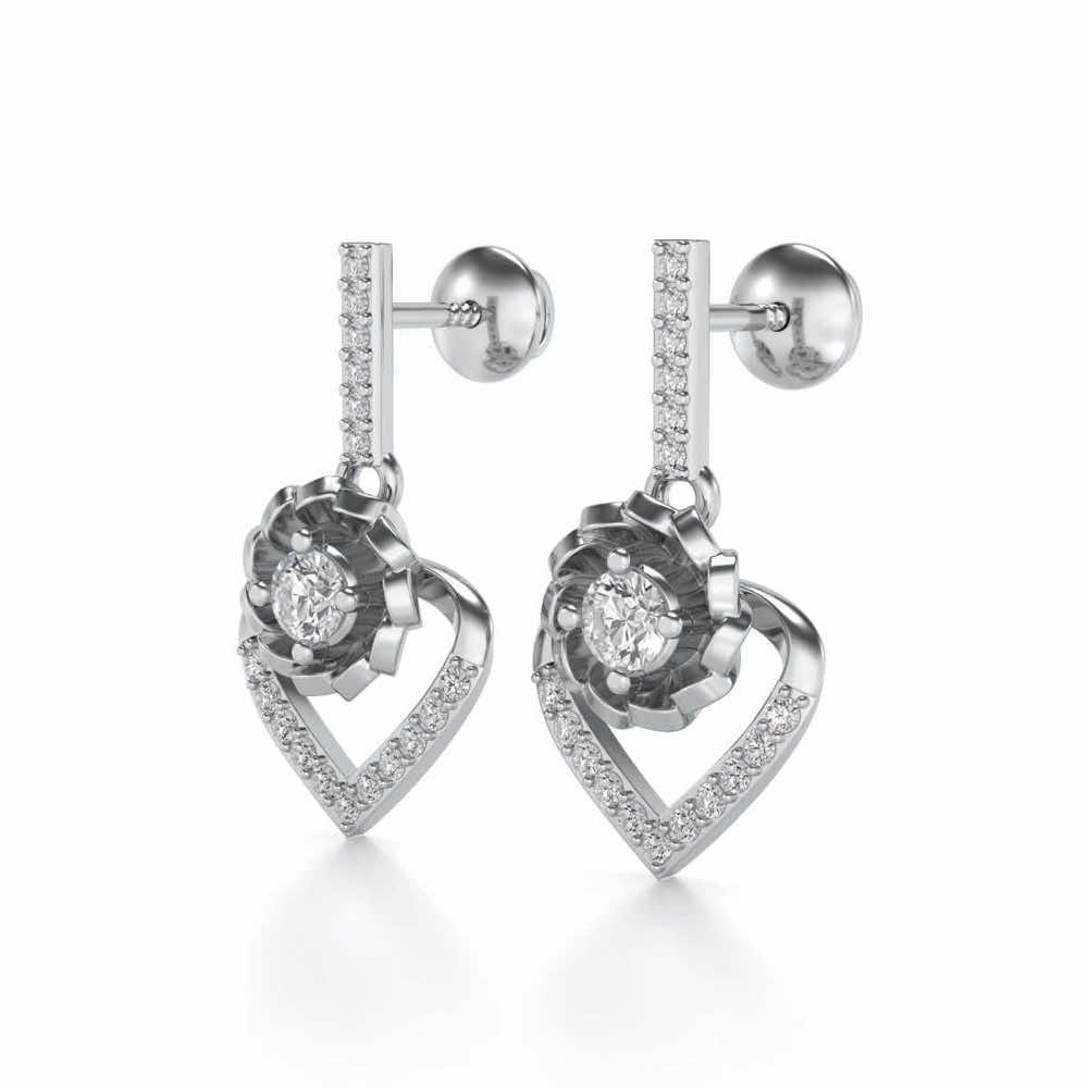 Twirl In Heart Earring Drops - White Gold - Image 3