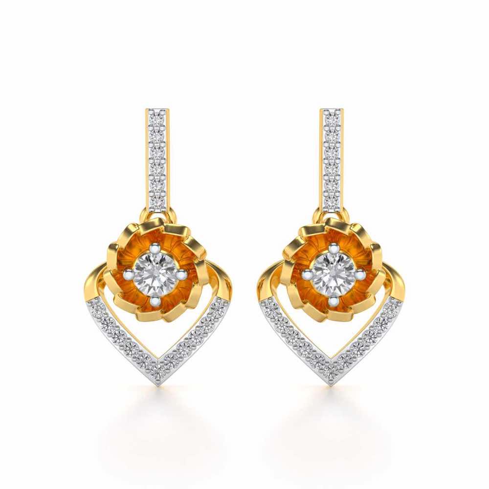 Twirl In Heart Earring Drops - Yellow Gold - Image 1