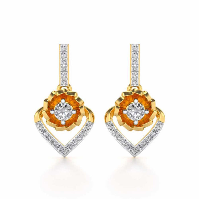 Twirl In Heart Earring Drops - Yellow Gold - Image 1