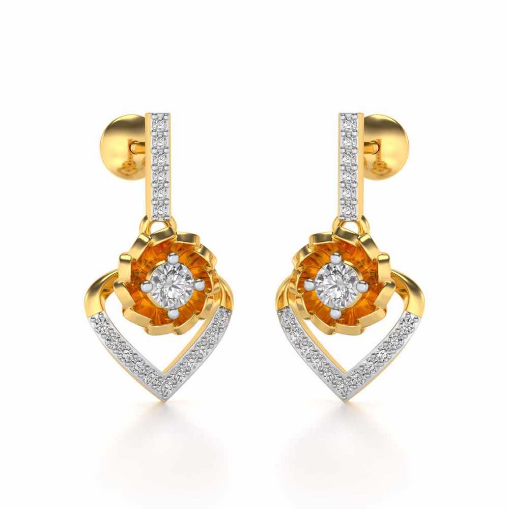 Twirl In Heart Earring Drops - Yellow Gold - Image 2