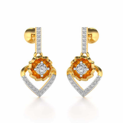 Twirl In Heart Earring Drops - Yellow Gold - Image 2