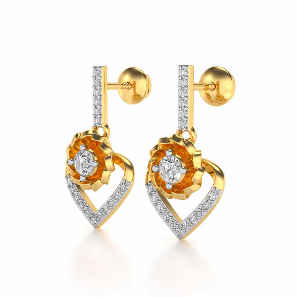 Twirl In Heart Earring Drops - Yellow Gold - Image 3