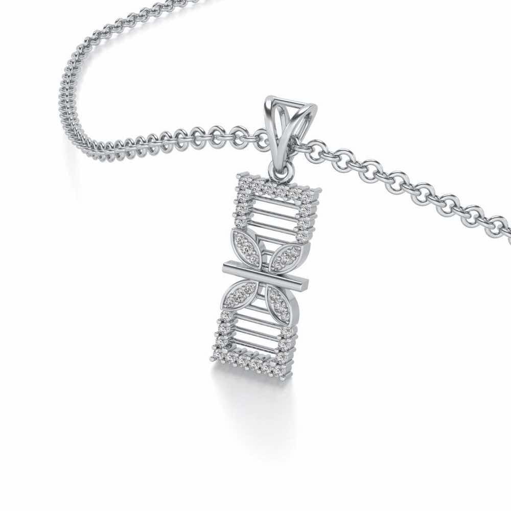 Twirled Silver Pendant - White Gold - Image 2