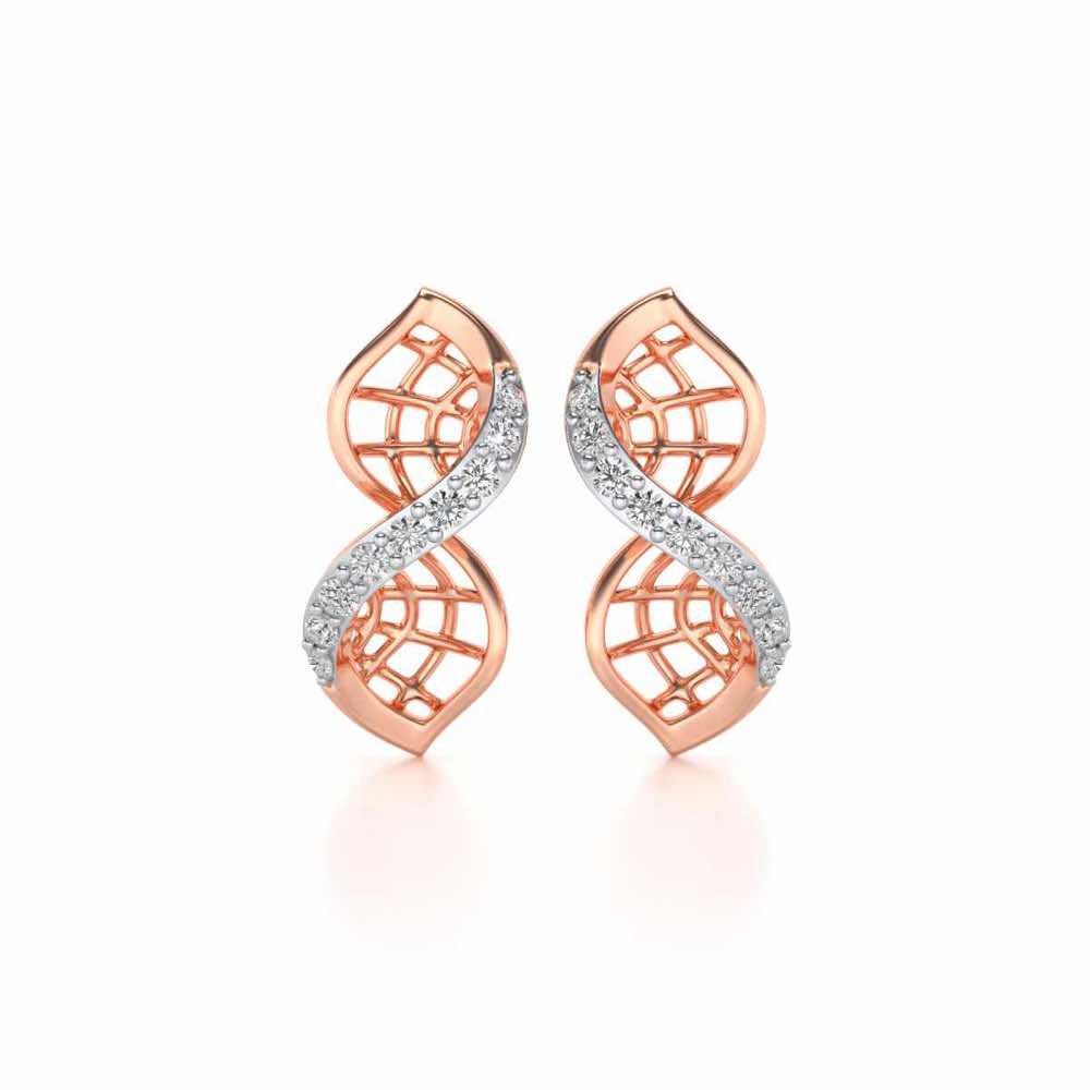 Twist Mesh Silver Earrings - Rose Gold - Image 1