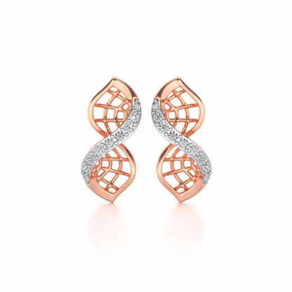Twist Mesh Silver Earrings - Rose Gold - Image 1