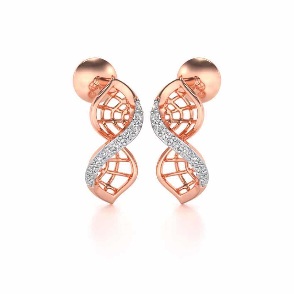 Twist Mesh Silver Earrings - Rose Gold - Image 2