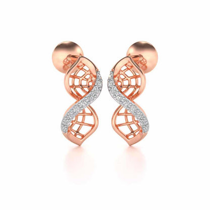 Twist Mesh Silver Earrings - Rose Gold - Image 2