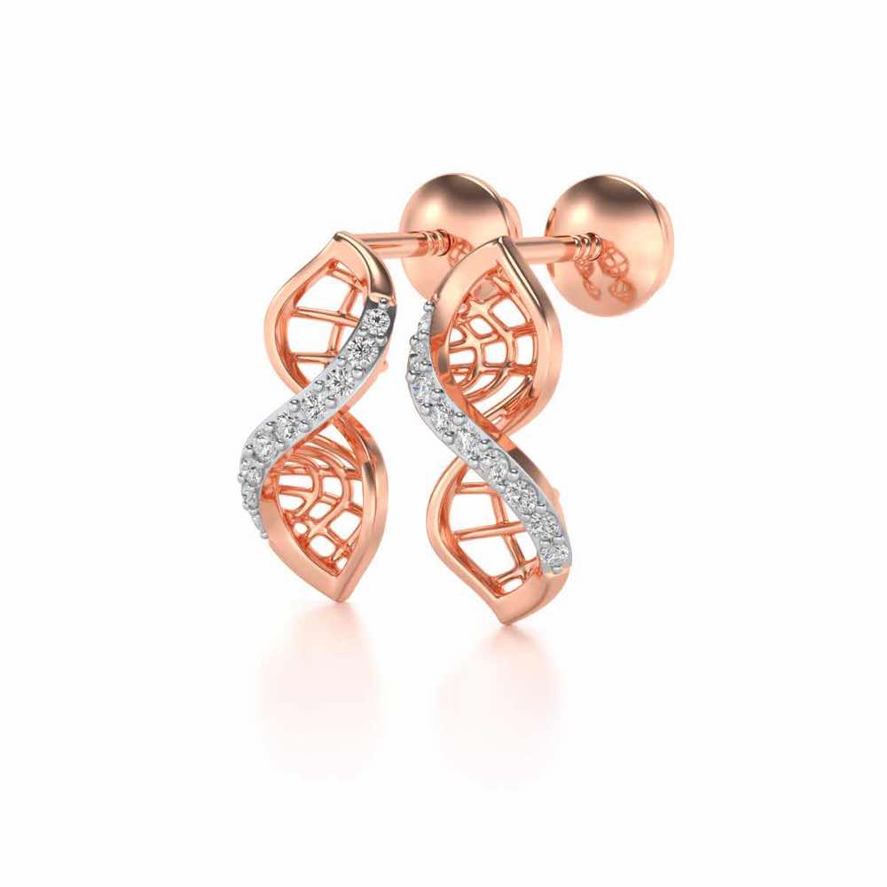 Twist Mesh Silver Earrings - Rose Gold - Image 3