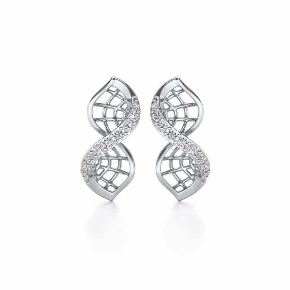 Twist Mesh Silver Earrings - White Gold - Image 1