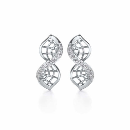 Twist Mesh Silver Earrings - White Gold - Image 1